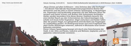 Urbaner Spaziergang "Neue Zinnen auf alten Schlössern – eine Zeitreise über alte Dorfwege" am Sonntag, den 23.03.2014 um 14Uhr