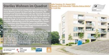 1. Urbaner ÖkoStadt_Spaziergang "Klinisch Grün – Steriles Wohnen im Quadrat" am 25.08.13 um 14h.