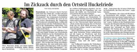 Weser Kurier, 20.06.2013 "Im Zickzack durch den Ortsteil Huckelriede" von Ilka Rickers